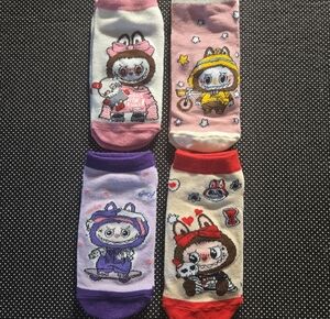 Brand New Kids Labu Inspired Ankle Socks - Pink, Purple, Cream, Red